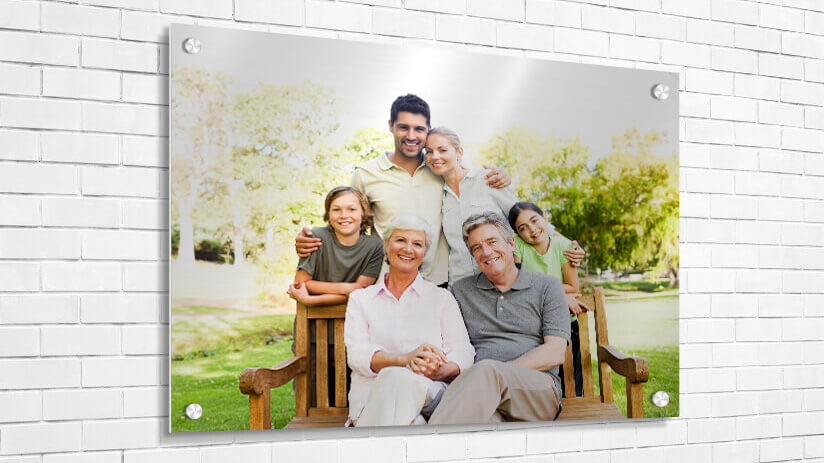 Full family with grandparents photo printed on metal