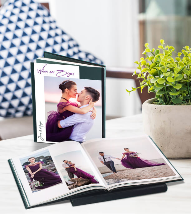 Large honeymoon photos printed on custom photo book