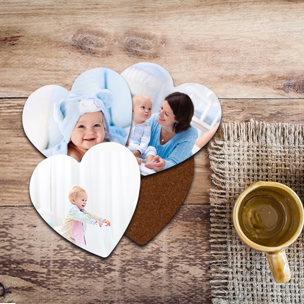 Mother son photo printed on photo coaster