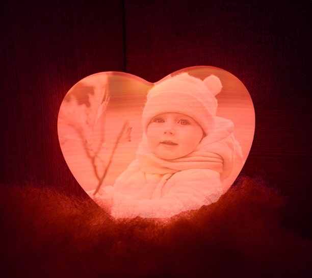 Kid photo printed on heart shape moon lamp