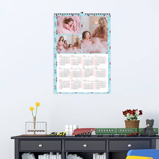 Family photo collage printed on large poster calendar