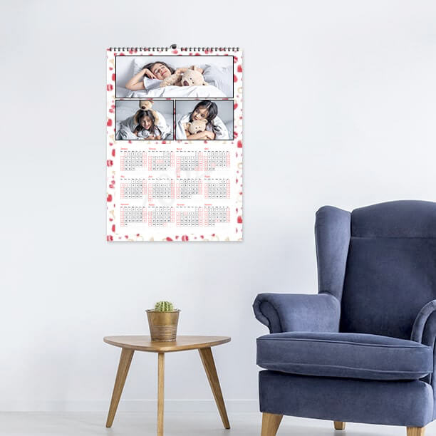 Honeymoon couple photo collage printed on large poster calendar