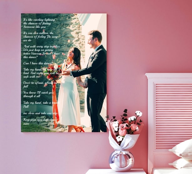 Wedding Canvas with Song Lyrics